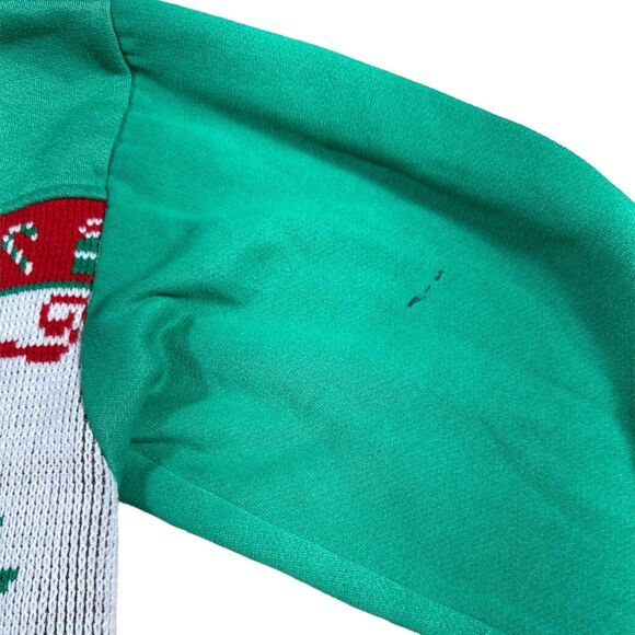 Vintage Christmas Tree Knit Sweater Panel Tacky Ugly Sweatshirt Mock Neck - Picture 2 of 5